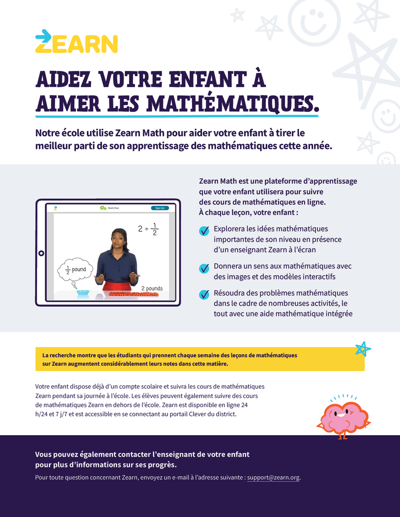 Orient students families to zearn zearn math